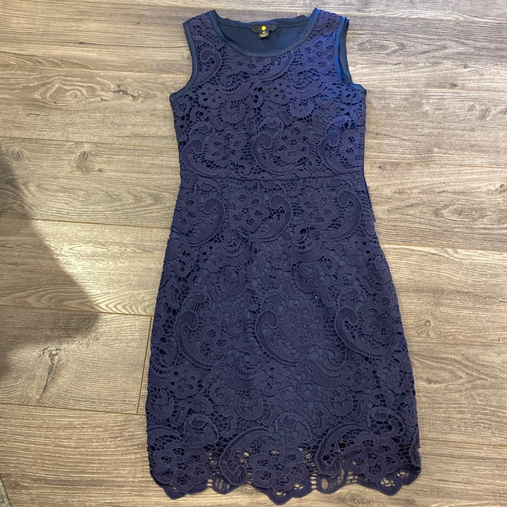 100% cotton navy lace dress